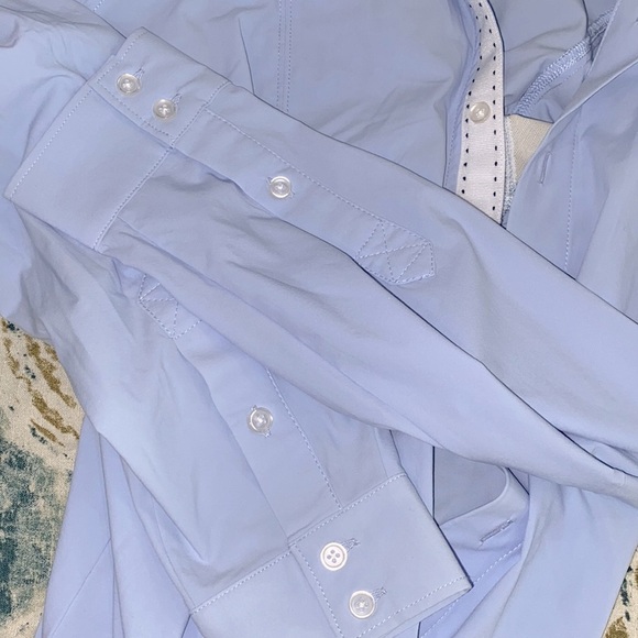 FITS blue button down riding shirt size large - Picture 6 of 6